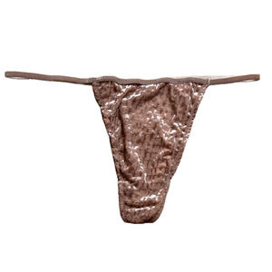 SKIMS XL Tan Velvet Velour Logo G String Panties Intimates & Sleepwear NWT